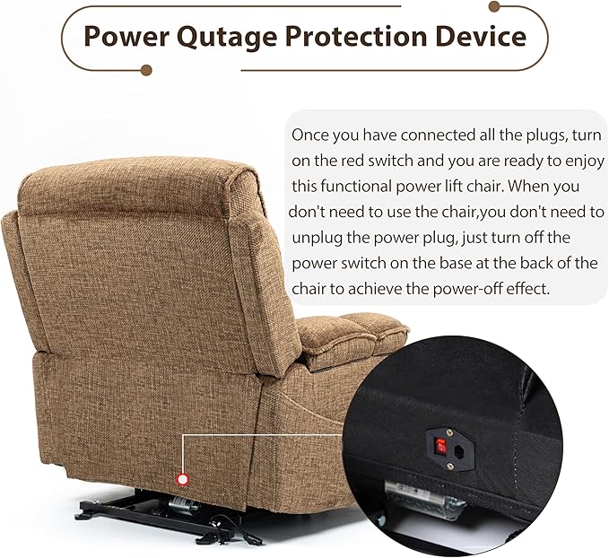 27in Extra Wide Power Lift Recliner Chair for Big Tall with Extended Footrest Heat Massage, Oversized Electric Lift Recliner Chairs for Adults Elderly Seniors, Arm Storage & Cup Holders-CasaMuseHome