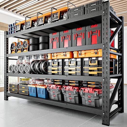 5000LBS Storage Shelves,71" W Garage Shelving Heavy Duty Metal Adjustable Garage Shelves, Shelving Units Industrial Shelving for Warehouse,71" W x 24" D x 69" H,Black-CasaMuseHome