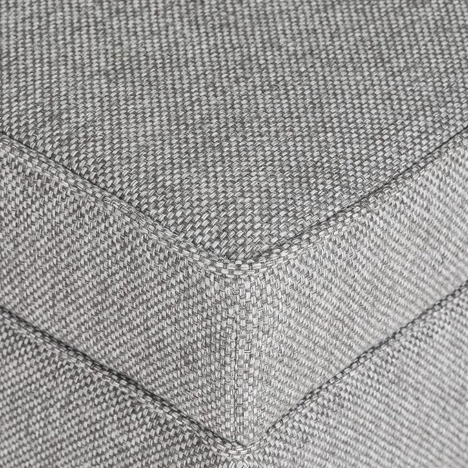 Adeco 17" Square Ottoman with Storage, Small Blue Storage Ottoman Foot Rest with Hinged Lid & Solid Wood Legs, Linen Fabric Foot Stool for Living Room & Bedroom-CasaMuseHome