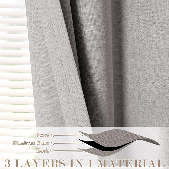 100% Blackout Linen Textured Drapes for Bedroom Pinch Pleated Curtains for Track System Portable Drapery for Sliding Glass Door/Storage/Space Room Divider, 70" Wx84 L, 1 PC, Browish Grey-CasaMuseHome