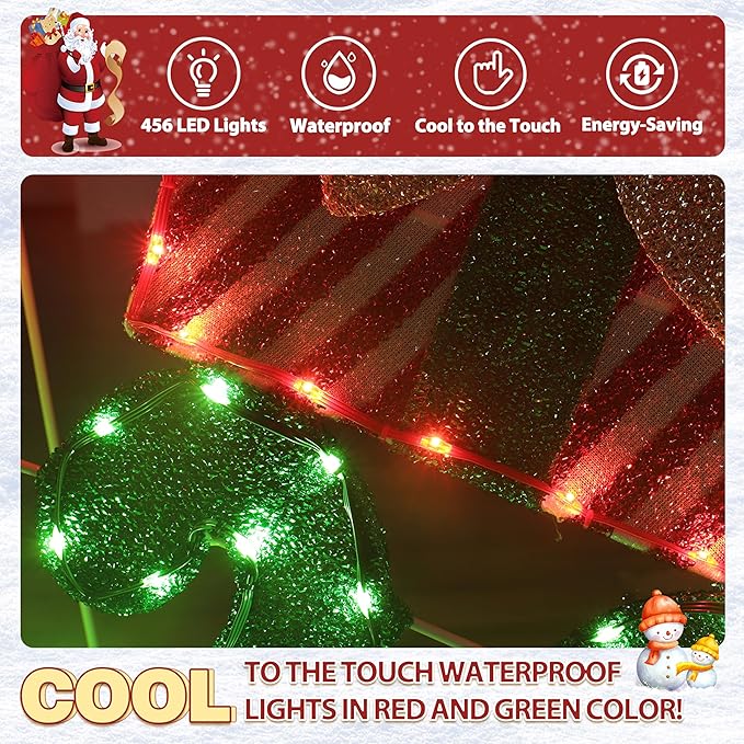 6FT Merry Christmas Sign for Decoration, 2-in-1 Pre-Lit Holiday Greeting Sign Decor with 456 LED Lights, Freestanding or Hanging Glittered Holiday Display for Outdoor, Indoor-CasaMuseHome