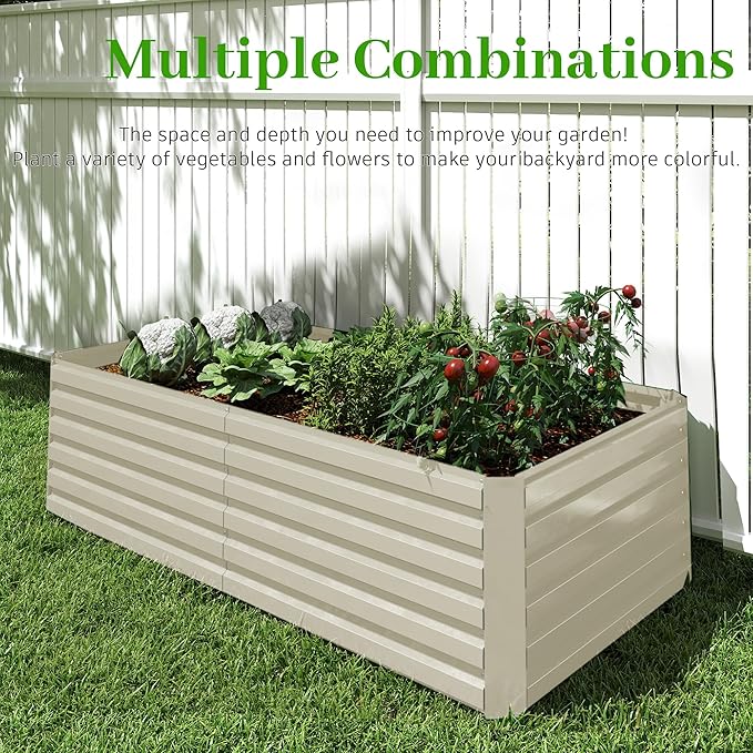 6x3x2 ft Raised Garden Bed, Large Metal Planter Raised Beds, Planters for Outdoor Plants for Vegetables, Flowers, Herbs, Fruits, and Succulents.(4 Pcs, Yellow)-CasaMuseHome
