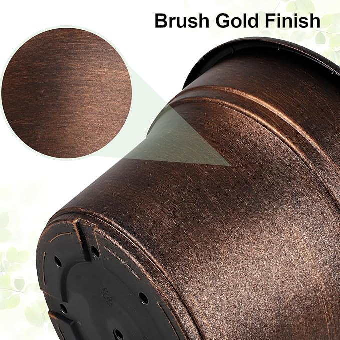 10 Inch Planters Plant Pots Indoor Outdoor, 4 Pack Plastic Flower Pot for Indoor Plants with Drainage Holes & Trays, Resin Decorative Container Sets with Saucer for House Garden Copper-CasaMuseHome