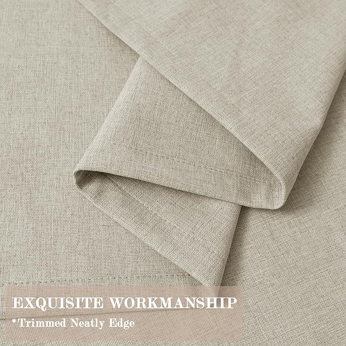 100" W x 96" L Faux Linen Room Divider Curtains, Full Blackout Pinch Pleated Drapes for Traverse Rod, Bedroom Divider Privacy Drapery with Hooks for Ceiling Track, 1 Panel, Ivory White-CasaMuseHome