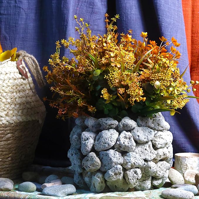 6 Bundles Artificial Fall Flowers, Autumn Decorations Leaves Greenery Shrubs for Thanksgiving Home Kitchen Room Farmhouse Floral Arrangements Indoor Outdoor Wedding Party Fireplace Fall Mixed Color-CasaMuseHome