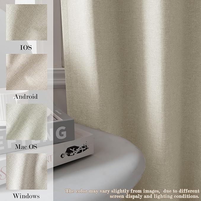 100% Blackout Linen Textured Drapes for Bedroom Pinch Pleated Curtains for Track System Portable Drapery for Sliding Glass Door/Storage/Space Room Divider, 70" Wx96 L, 1 PC, Ivory White-CasaMuseHome