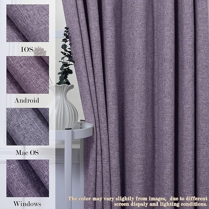 120" Wx102 L Linen Room Divider Drapes for Doorway/Glass Window/Sliding Door/Patio, Extra Wide Pinch Pleated Full Blackout Curtains for Girls Boys Teen Kids Room, 1 Panel, Violet-CasaMuseHome