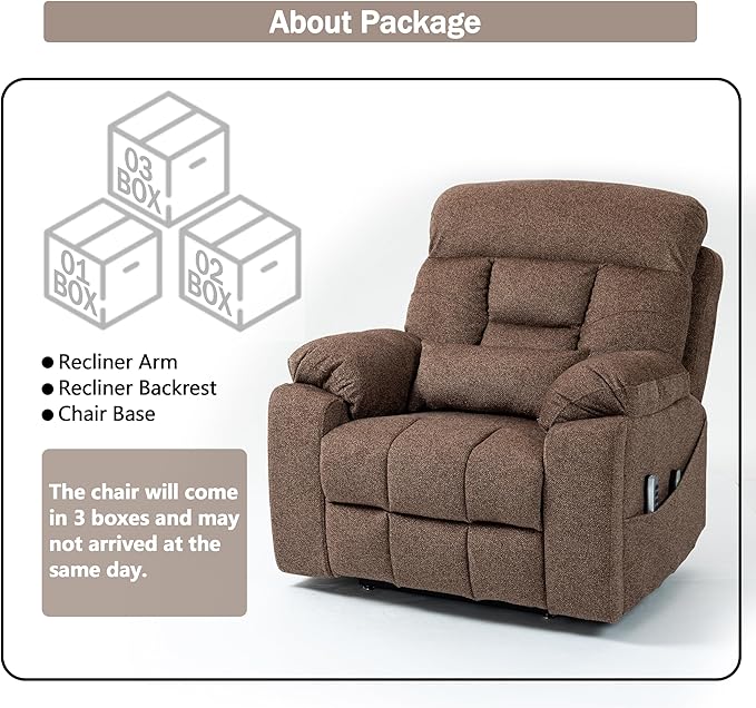 4 OKIN Motor Power Lay Flat Lift Recliner Chair for Elderly Adults Big and Tall Recliners with Heat Massage, Adjustable Head-Back-Lumbar-Leg-Support, Extended Footrest, 2 Cup Holders-CasaMuseHome