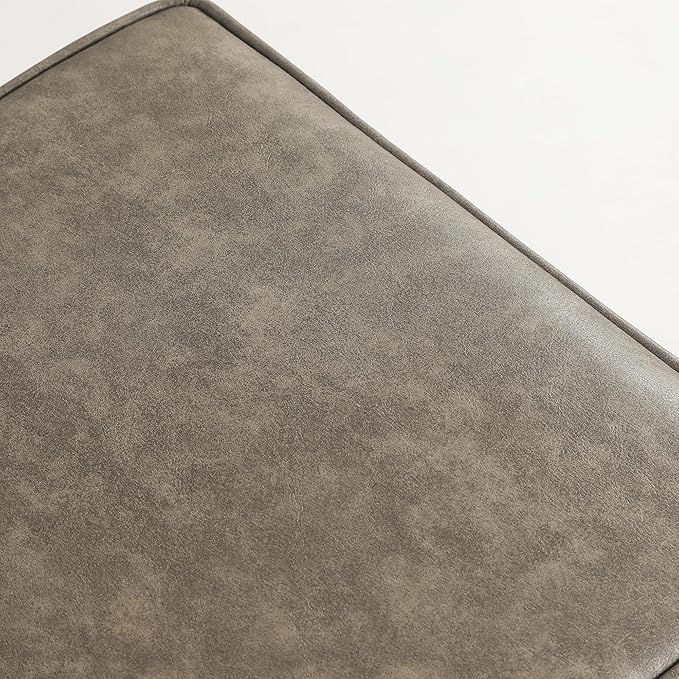 Adeco 17.5" Square Faux Leather Ottoman with Storage - Upholstered PU Foot Rest - Flip Top Footstool with Sturdy Wood Legs, Small Cube Coffee Table Extra Seat for Living Room, Bedroom, Coffee Brown-CasaMuseHome