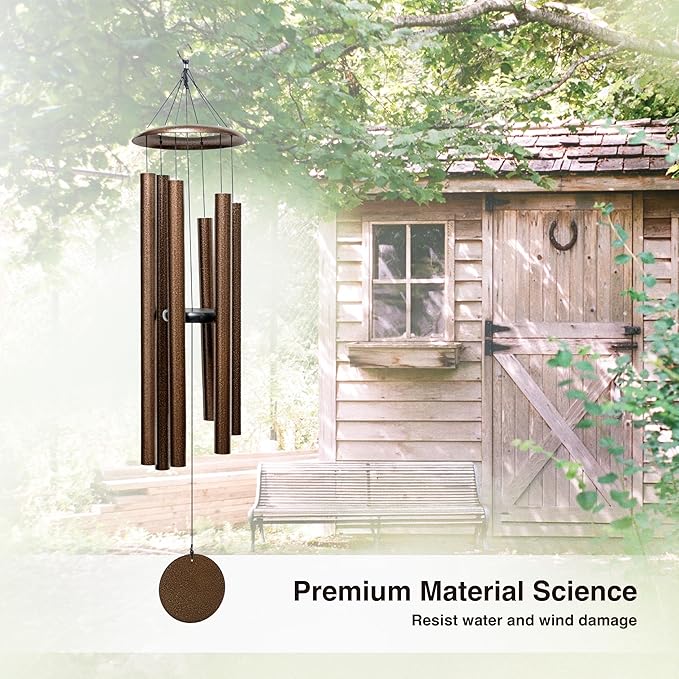 44 Inch Wind Chimes for Outside Deep Tone Sound Like Church Bell Rings Memorial Mother Day Copper Vein 1pcs Thickness of Tube is 2.8mm Taiwan Made-CasaMuseHome