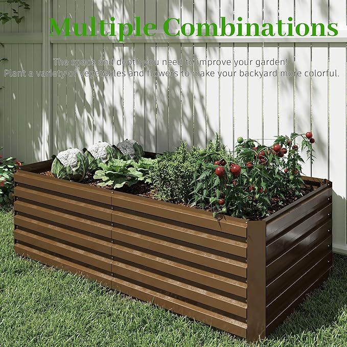 6x3x2 ft Raised Garden Bed, Large Metal Planter Raised Beds, Planters for Outdoor Plants for Vegetables, Flowers, Herbs, Fruits, and Succulents.(4 Pcs)-CasaMuseHome