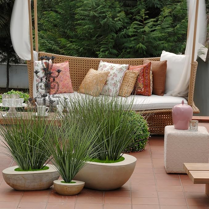 6PCS Fake Plants Artificial Wheat Grass Greenery Plastic Plants Fake Grass Artificial Plants for Outdoor Decor Artificial Grass Plant with Greenery Stems for Indoor Home Decoration 26.4"-CasaMuseHome