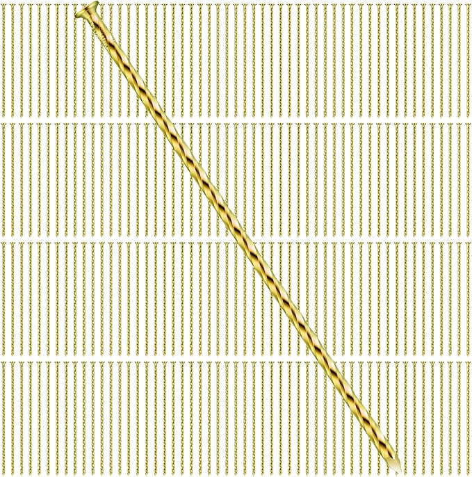 200 Pcs Metal Nails 8 Inch Artificial Spikes Galvanized Spiral Landscape Stakes Edging Spikes Garden Stakes for Fake Landscaping Grass Ground Lawn(Gold)-CasaMuseHome