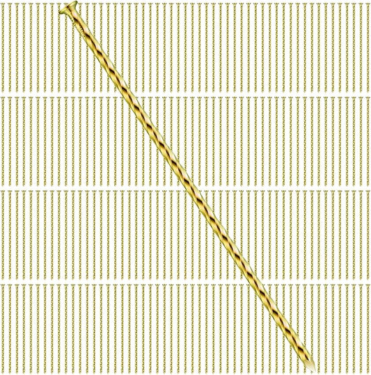 200 Pcs Metal Nails 8 Inch Artificial Spikes Galvanized Spiral Landscape Stakes Edging Spikes Garden Stakes for Fake Landscaping Grass Ground Lawn(Gold)-CasaMuseHome