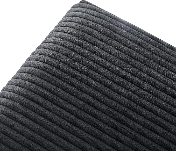 Adeco 18 Inch High Faux Fur Grey Cube Ottoman Storage, Fluffy Striped Velvet Chair Foot Stools, Small Bench Upholstered Vanity Stool with Hinged Lid, Solid Wood Legs-CasaMuseHome