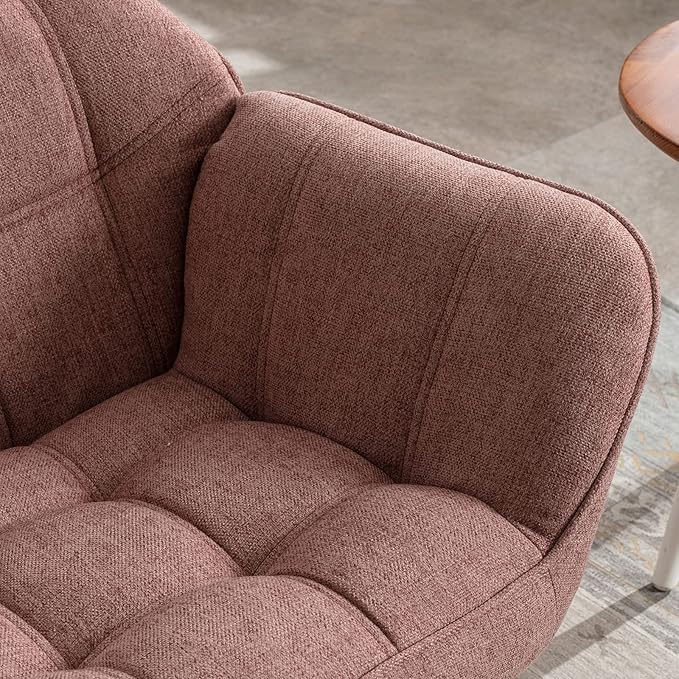 48" Small Loveseat Sofa, Modern Linen Fabric Mini Sofa Couch 2-Seater Love Seat with Quilting Backs and Wood Legs for Living Room, Bedroom and Small Space, Pink-CasaMuseHome