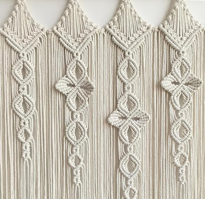 Achart Macrame Wall Hanging Large- Boho Wall Decor- large wall art- Wall Decor Living Room- Macrame Tapestry Boho Decor for Bedroom (Beige-Flower)-CasaMuseHome