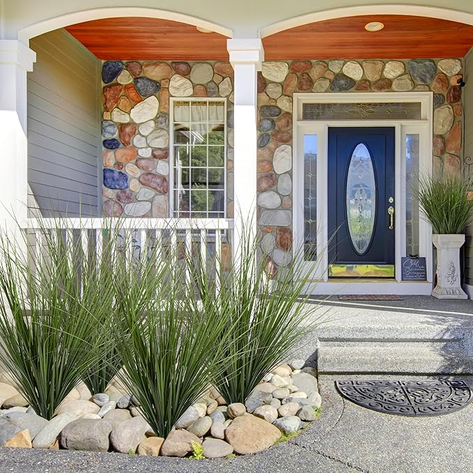 12PCS Fake Plants Artificial Wheat Grass Greenery Plastic Plants Fake Grass Artificial Plants for Outdoor Decor Artificial Grass Plant with Greenery Stems for Indoor Home Decoration 26.4"-CasaMuseHome