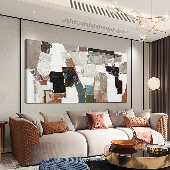 Abstract Wall Art Large Canvas Wall Art Decor Modern Wall Art Decor Minimalist Geometric Line Wall Decor Artwork for Walls Textured Wall Art Prints For Room Living Room Bedroom Office Wall Decor 29"X58"-CasaMuseHome