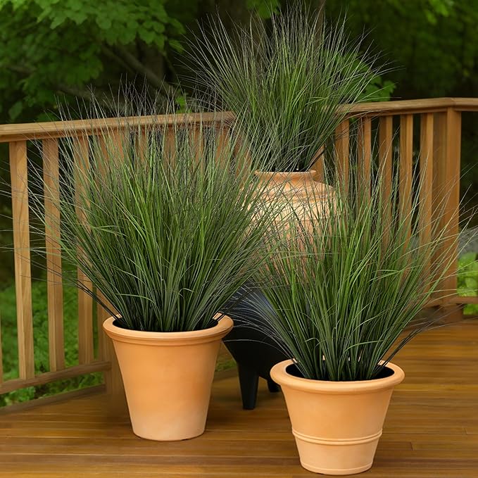 48PCS Fake Plants Artificial Wheat Grass Greenery Plastic Plants Fake Grass Artificial Plants for Outdoor Decor Artificial Grass Plant with Greenery Stems for Indoor Home Decoration 26.4"-CasaMuseHome