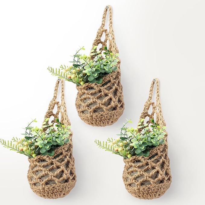 3PK Wall Planters for Indoor Plants, Macrame Plant Hanger | Wall Planter, Plant Hanger, Hanging Planter (3PK, for 4 inch Pot)-CasaMuseHome