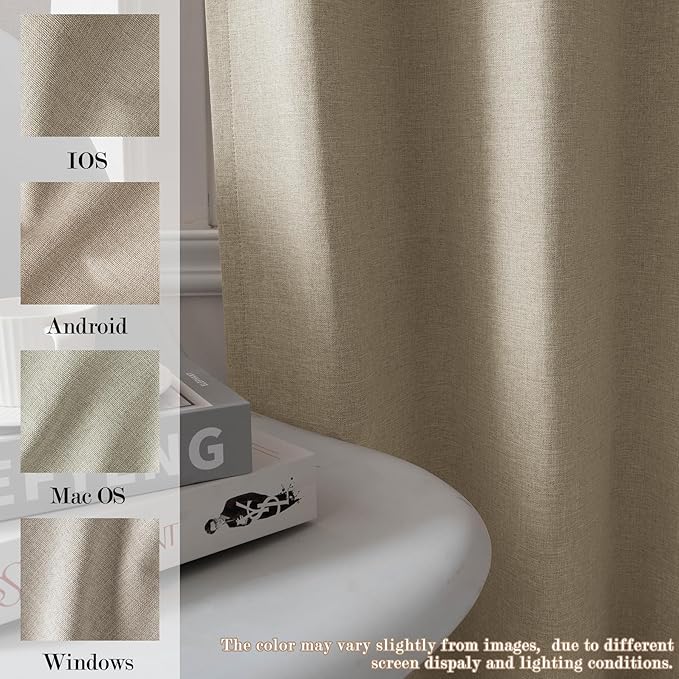 100% Blackout Linen Textured Drapes for Bedroom Pinch Pleated Curtains for Track System Portable Drapery for Sliding Glass Door/Storage/Space Room Divider, 70" Wx84 L, 1 PC, Light Khaki-CasaMuseHome