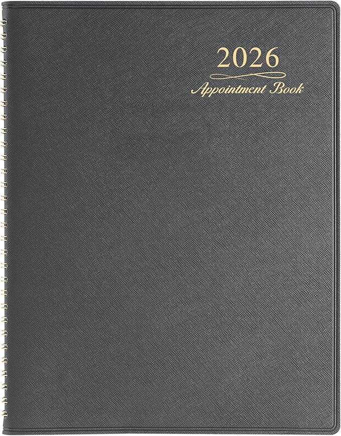 2026 Weekly Appointment Book - Appointment Book 2026, Jan 2026 - Dec 2026, Daily/Hourly Planner with Tabs, 15 Minutes, 8.26"x 11.4", Wirebound - Grey-CasaMuseHome