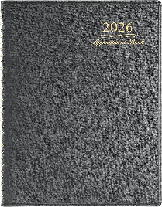 2026 Weekly Appointment Book - Appointment Book 2026, Jan 2026 - Dec 2026, Daily/Hourly Planner with Tabs, 15 Minutes, 8.26"x 11.4", Wirebound - Grey-CasaMuseHome