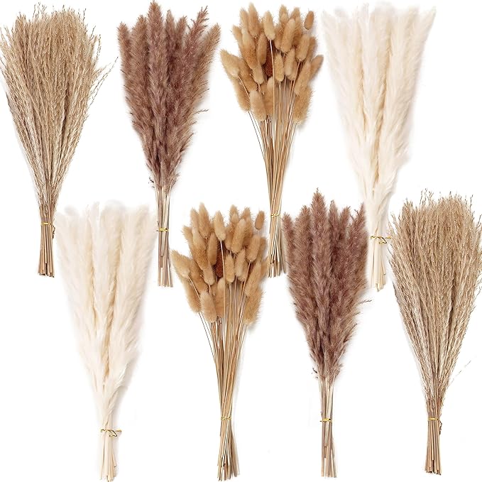 200PCS Dried Flower Bouquet – Pampas Grass, Floral Decor for Home, Wedding, and Boho Style | Perfect for Vases, Fall, Spring, Summer, and Winter Arrangements-CasaMuseHome