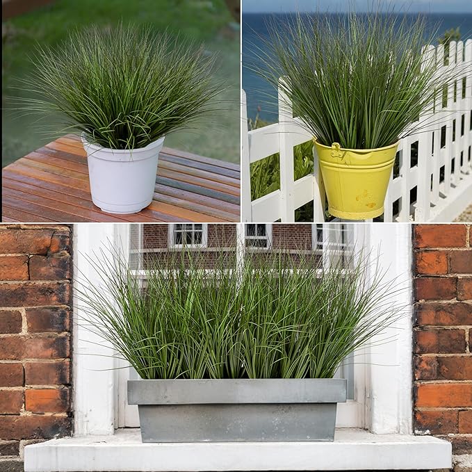 16PCS 17.3" Fake Plants Artificial Wheat Grass Greenery Plastic Plants Fake Grass Artificial Plants for Outdoor Decor Artificial Grass Plant with Greenery Stems for Indoor Home Decoration-CasaMuseHome