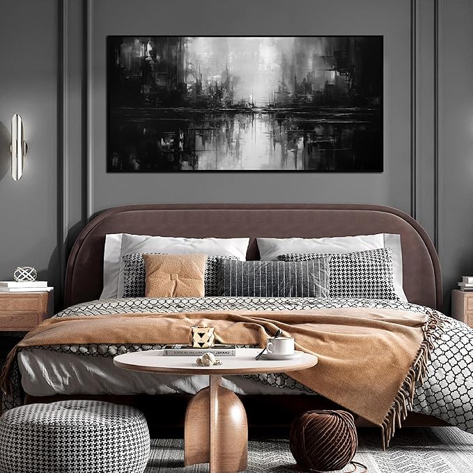 Abstract Painting Canvas Wall Art Living Room Black Wall Decor for Bedrom Home Office Decor Large Picture Frames for Wall 29 x 58 Inch-CasaMuseHome