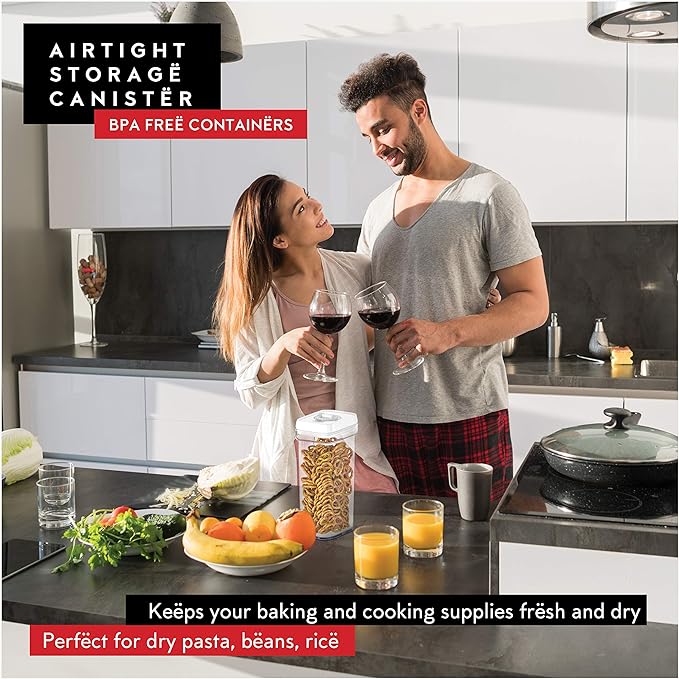 DWËLLZA KITCHEN Airtight Food Storage Containers – 4 Piece set Air Tight Pantry Storage Containers Clear Kitchen Organization and Storage Set BPA-Free - Keeps your Food Fresh & Dry-CasaMuseHome