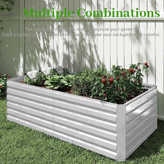 6x3x2 ft Raised Garden Bed, Large Metal Planter Raised Beds, Planters for Outdoor Plants for Vegetables, Flowers, Herbs, Fruits, and Succulents.(4 Pcs)-CasaMuseHome