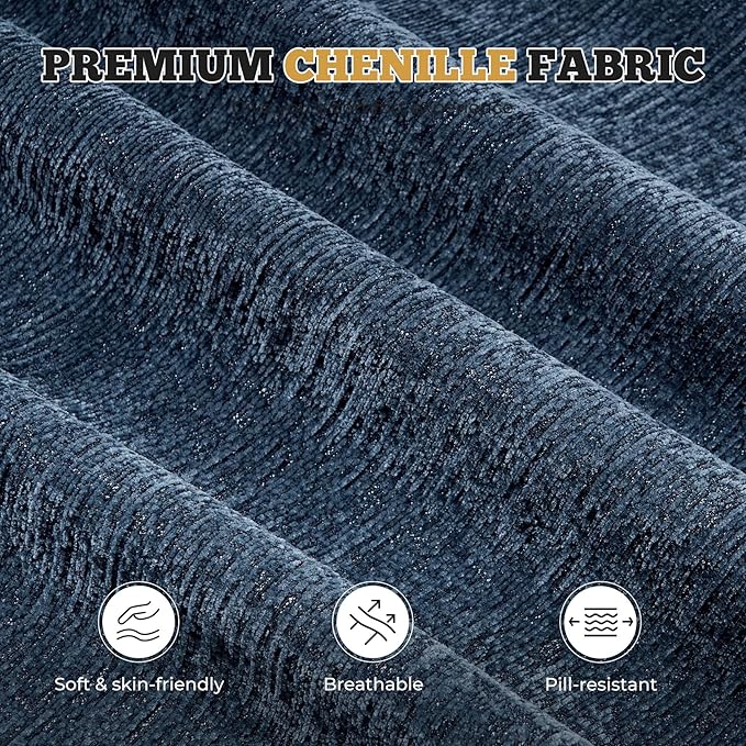 122" Modern L Shaped Modular Sectional Sofa, Boneless Couches for Living Room with Ottoman,4 Seater Convertible Chenille Cloud Couch Sofa Set, No Assembly Required, Blue 1 PCS-CasaMuseHome