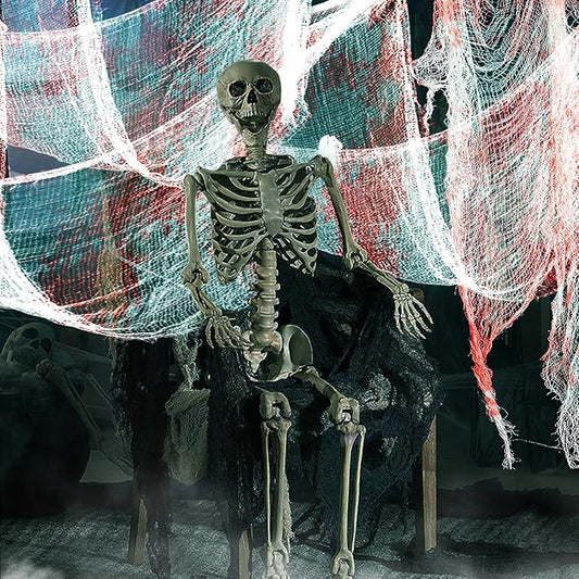 5Pcs Halloween Blood Red Creepy Cloth- Spooky Gauze Fabric Cloth for Haunted Horror House Halloween Party Doorway Outdoors Decoration (30" ×72")-CasaMuseHome