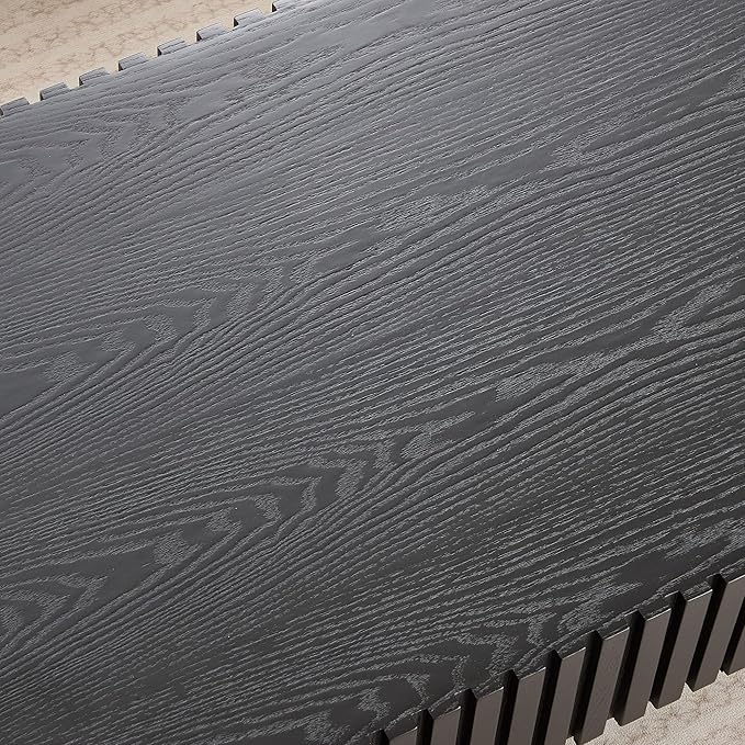 43.7" Oval Coffee Table for Living Room,Modern Handcraft Drum Coffee TableSmall Wooden Coffee Table with Sturdy Pedestal Easy Assembly for Office-Black-CasaMuseHome