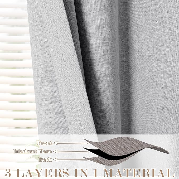 120" Wx102 L Linen Room Divider Drapes for Doorway/Glass Window/Sliding Door/Patio, Extra Wide Pinch Pleated Full Blackout Curtains for Girls Boys Teen Kids Room, 1 Panel, Silver Grey-CasaMuseHome