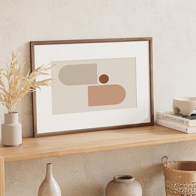 16x24 Poster Frame Set of 4 Natural Solid Walnut Photo Frames with 12x18 Removable Mat Wall Hanging Large Handcrafted Frame with HD Plexiglass Wall and Tabletop Display Large Picture Frame-CasaMuseHome