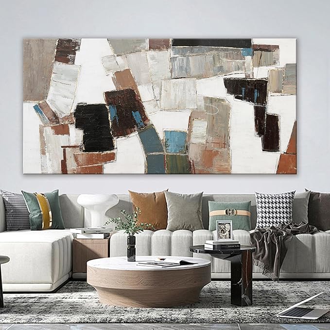 Abstract Wall Art Large Canvas Wall Art Decor Modern Wall Art Decor Minimalist Geometric Line Wall Decor Artwork for Walls Textured Wall Art Prints For Room Living Room Bedroom Office Wall Decor 29"X58"-CasaMuseHome