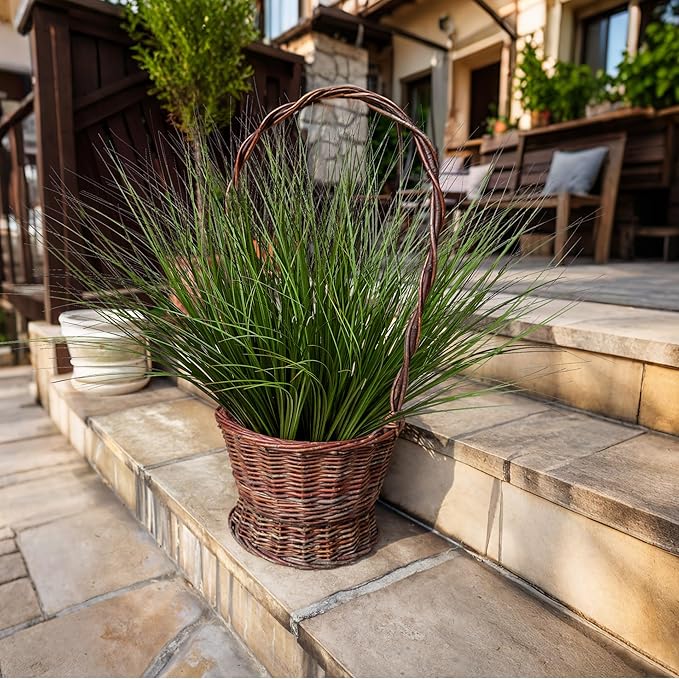 8PCS 17.3" Fake Plants Artificial Wheat Grass Greenery Plastic Plants Fake Grass Artificial Plants for Outdoor Decor Artificial Flower with Greenery Stems for Indoor Home Decoration-CasaMuseHome