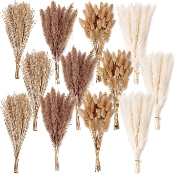 300 PCS Dried Flower Bouquet – Pampas Grass, Floral Decor for Home, Wedding, and Boho Style | Perfect for Vases, Fall, Spring, Summer, and Winter Arrangements-CasaMuseHome
