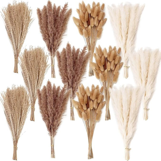 300 PCS Dried Flower Bouquet – Pampas Grass, Floral Decor for Home, Wedding, and Boho Style | Perfect for Vases, Fall, Spring, Summer, and Winter Arrangements-CasaMuseHome
