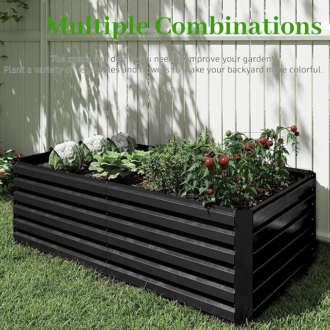6x3x2 ft Raised Garden Bed, Large Metal Planter Raised Beds, Planters for Outdoor Plants for Vegetables, Flowers, Herbs, Fruits, and Succulents.(4 Pcs)-CasaMuseHome