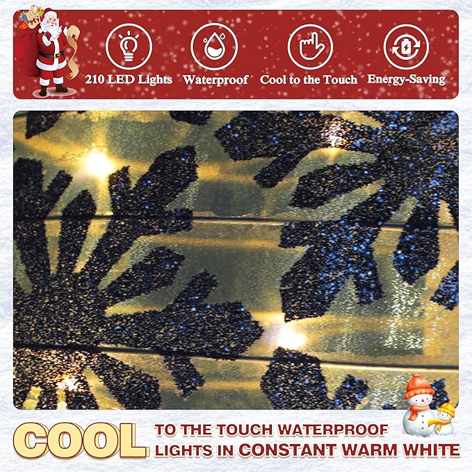 5FT Lighted Pop Up Stackable Ornaments for Christmas Decoration, 3D Pre-Lit Decor with 210 LED Lights with Easy Pop-Up Design, Freestanding Glittered Holiday Display for Outdoor, Indoor-CasaMuseHome