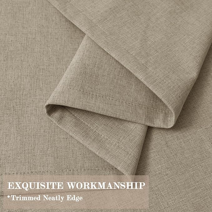 100" W x 84" L Faux Linen Room Divider Curtains, Full Blackout Pinch Pleated Drapes for Traverse Rod, Bedroom Divider Privacy Drapery with Hooks for Ceiling Track, 1 Panel, Light Khaki-CasaMuseHome