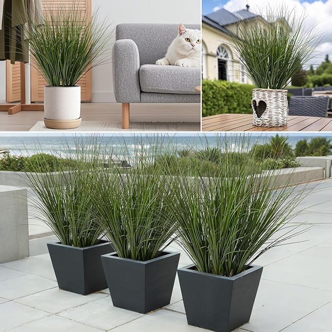 12PCS Fake Plants Artificial Wheat Grass Greenery Plastic Plants Fake Grass Artificial Plants for Outdoor Decor Artificial Grass Plant with Greenery Stems for Indoor Home Decoration 26.4"-CasaMuseHome