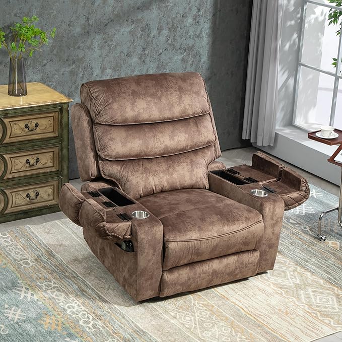 27in Extra Wide Power Lift Recliner Chair for Big Tall with Extended Footrest Heat Massage, Oversized Electric Lift Recliner Chairs for Adults Elderly Seniors, Arm Storage & Cup Holders-CasaMuseHome