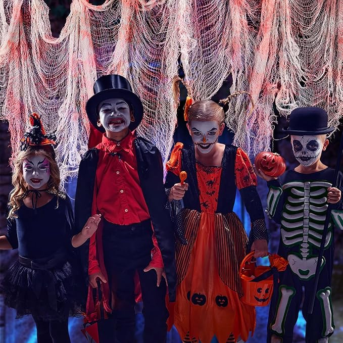 5Pcs Halloween Blood Red Creepy Cloth- Spooky Gauze Fabric Cloth for Haunted Horror House Halloween Party Doorway Outdoors Decoration (30" ×72")-CasaMuseHome