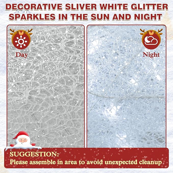 4.5FT Lighted Reindeer Family Set for Christmas Decoration, 3 Pieces Pre-Lit Iridescent Deer Xmas Decor with 200 LED Lights, 3D Glittered Standing Holiday Display for Outdoor, Indoor, White-CasaMuseHome