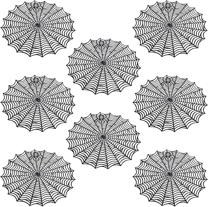 8 Pcs Spider Web Placemats - 15" Heat Insulation Table Mats - Hollow Out Spiderweb Coasters for Dining Table Halloween Decoration (Black)-CasaMuseHome